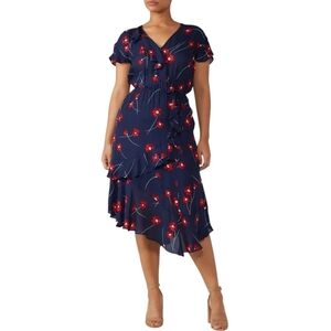 Parker Verity Silk Chiffon Floral Midi Dress Size XS